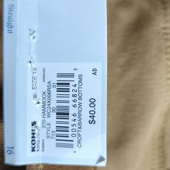 Croft & Barrow NWT Corduroy Pants - Picture 9 of 12